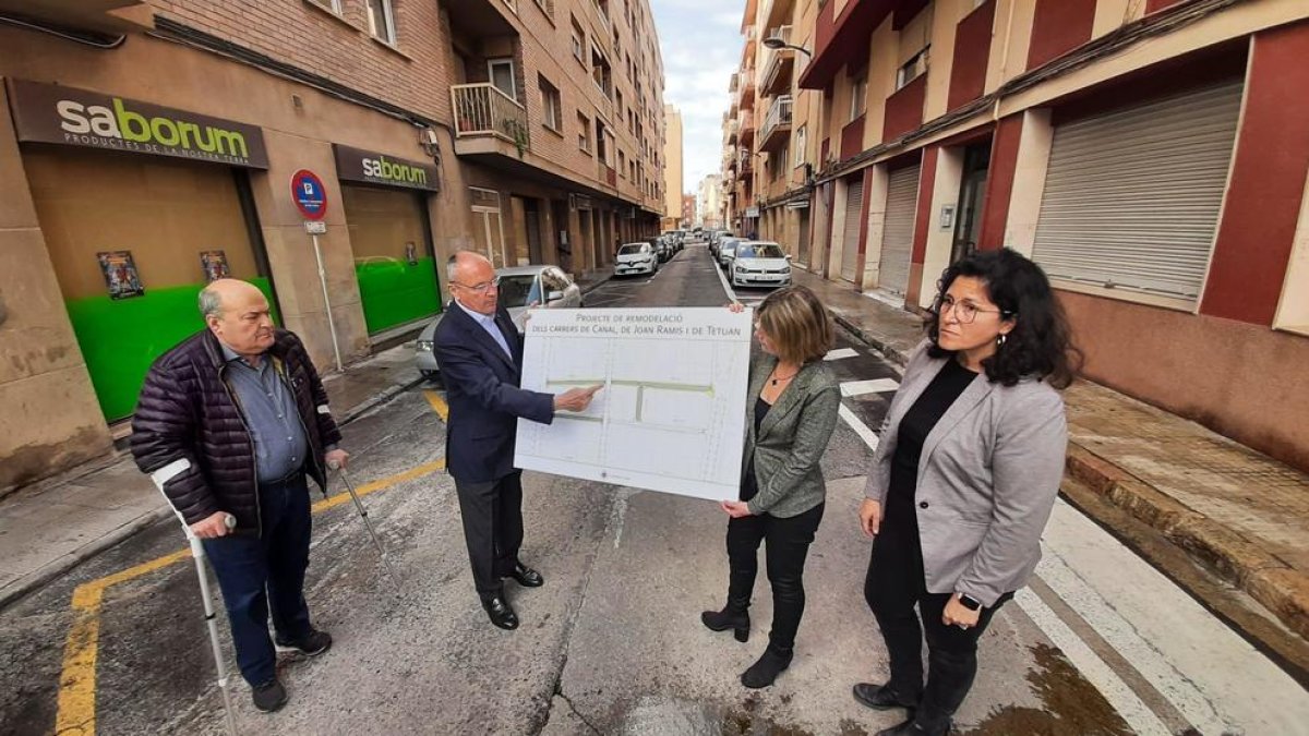 Imatge de la presentació de la remodelació dels carrers de Canal, Joan Ramis i Tetuan, al barri del Carrilet.