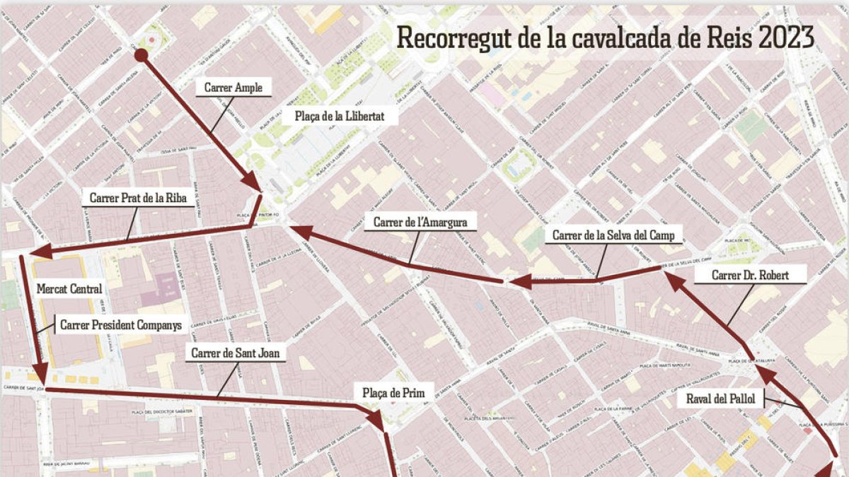 Ruta de la Cavalcada de Reis a Reus.