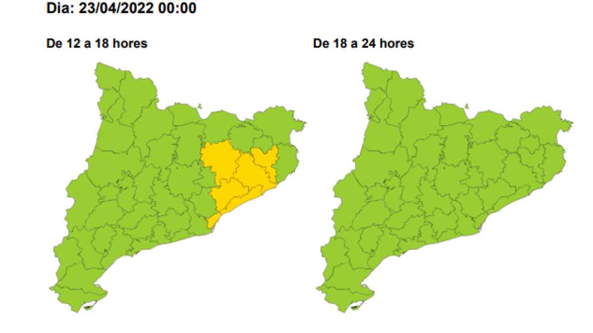 Mapas de alerta que publican los cuerpos de protección.