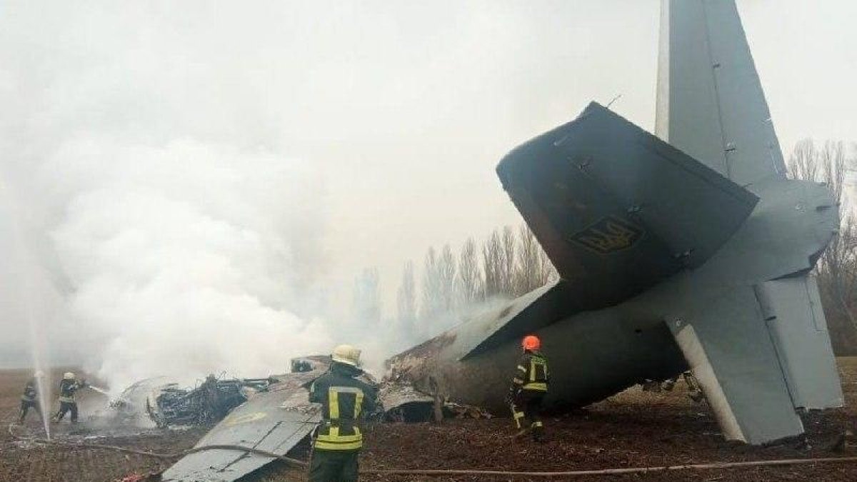 Avión abatido del ejército ucraniano.