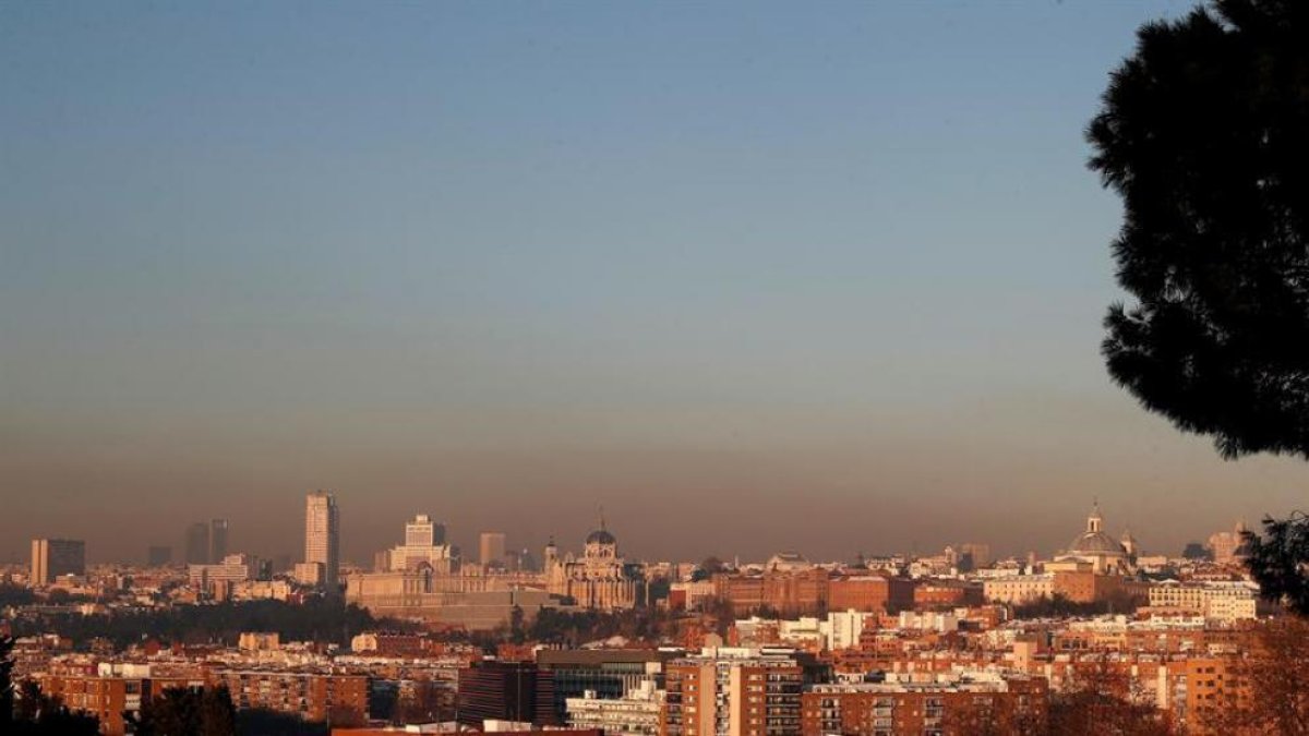 Boina de contaminación en Madrid.