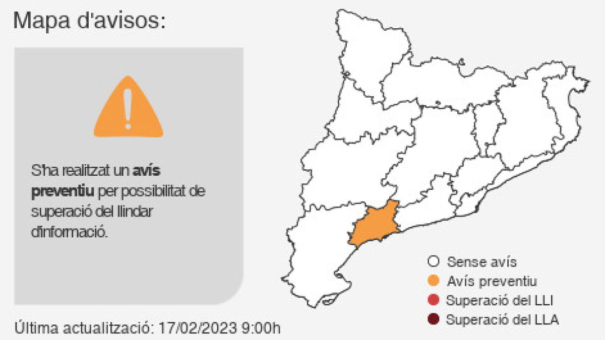 Aviso que ha emitido Acció Climàtica.