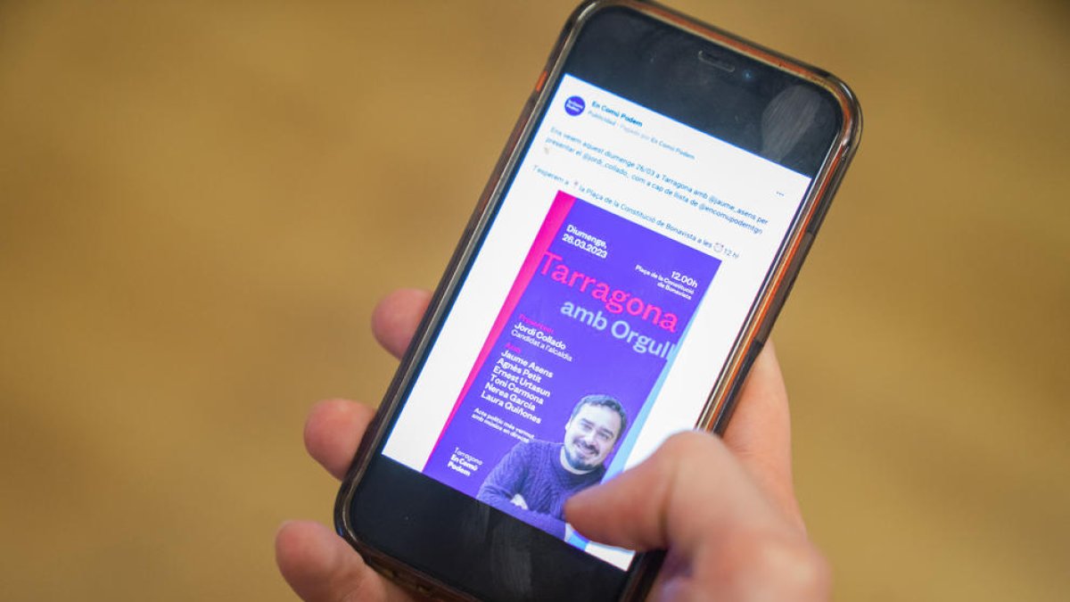 En Comú Podem ha fet anuncis amb el candidat a l'alcaldia a Tarragona com a protagonista.