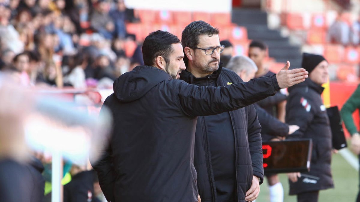 Dani Vidal y Iñaki Alonso durante el partido contra la SD Logroñés.