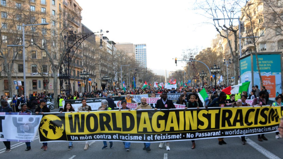 Manifestació contra el racisme a Barcelona.