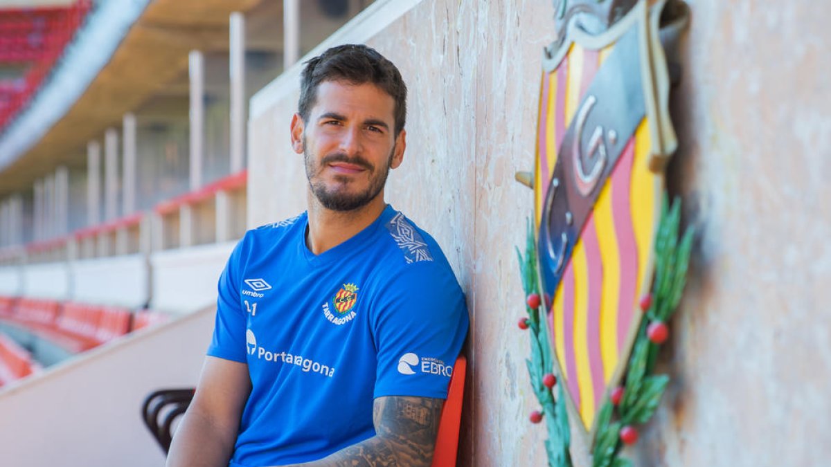 El capità del Nàstic, Joan Oriol, al Nou Estadi Costa Daurada, ahir.