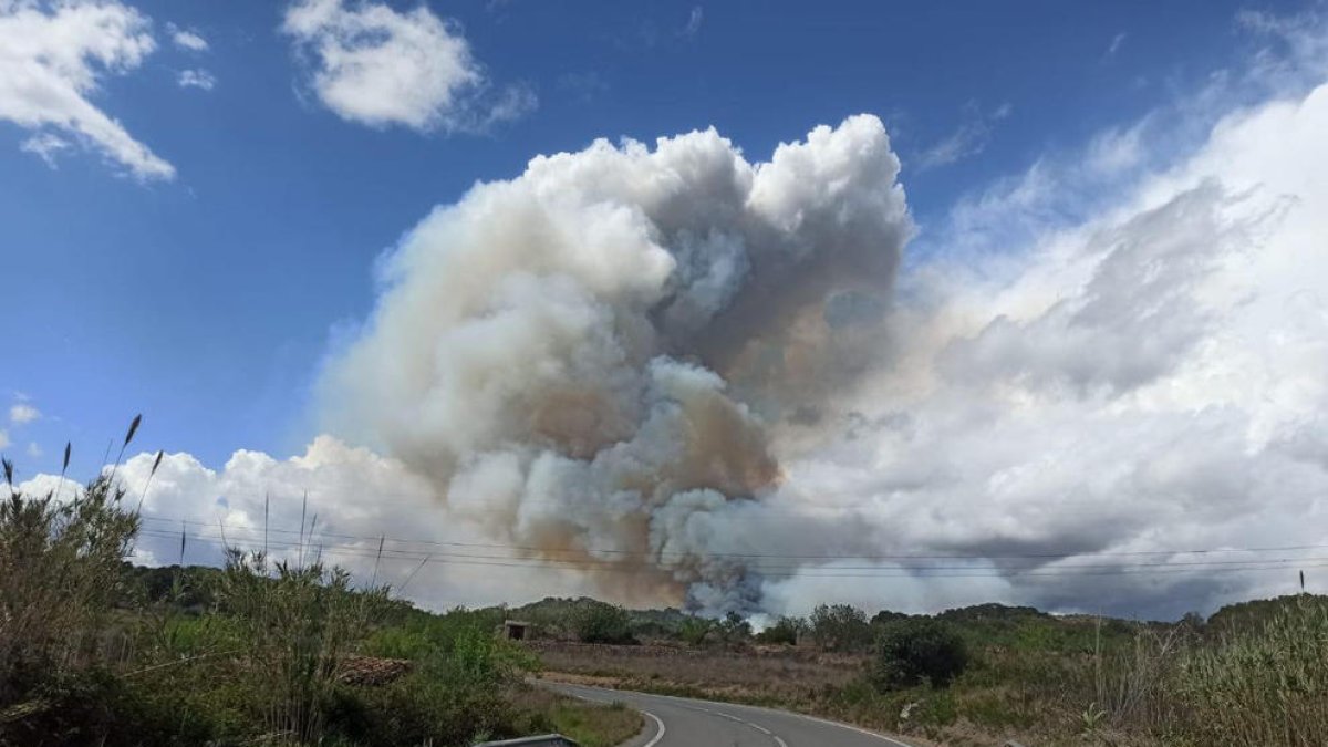 Imatge de l'incendi a Bonastre.