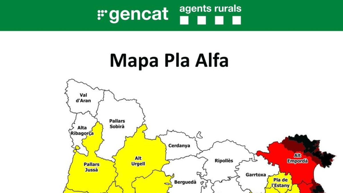 Mapa del risc d'incendi d'aquest dilluns 7 d'agost.