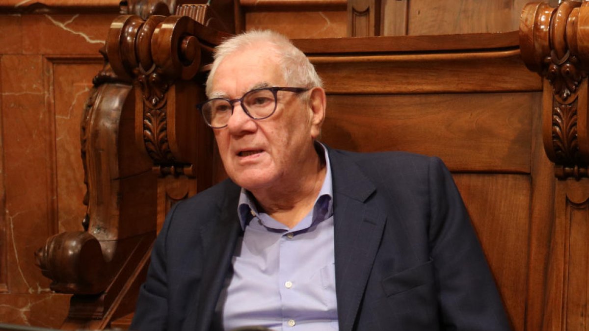 El cabeza de lista de ERC en Barcelona, Ernest Maragall, en el último pleno del mandato 2019-2023.