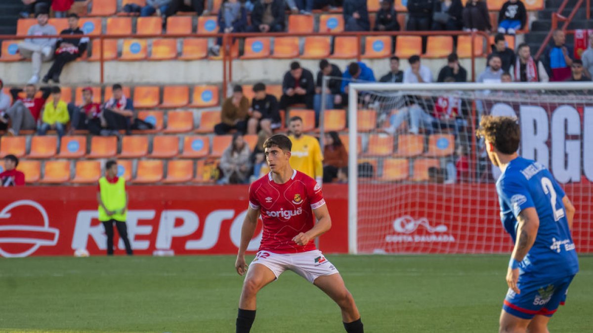 Marc Montalvo durant el partit contra el Calahorra aquesta temporada.