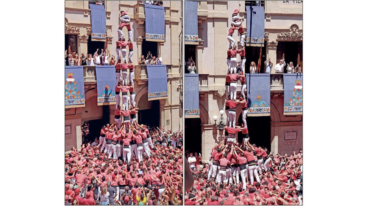 Els dos 3d9f de la Vella i la Joves que ambdues colles van estrenar en la diada de Sant Joan de 2022.