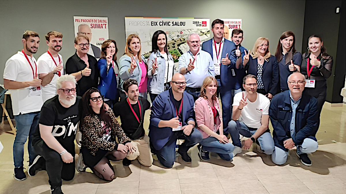 Pere Granados i Yeray Moreno celebrant els resultats a la seu del partit.