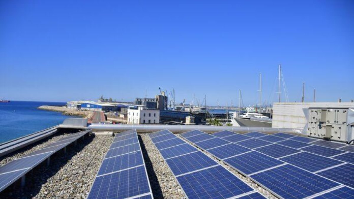Placas fotovoltaicas en uno de los edificios del Puerto.