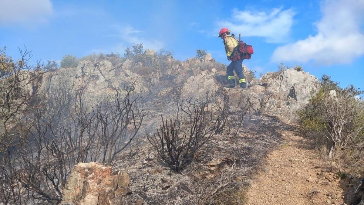 Imatge de l'incendi a Vilanova d'Escornalbou.