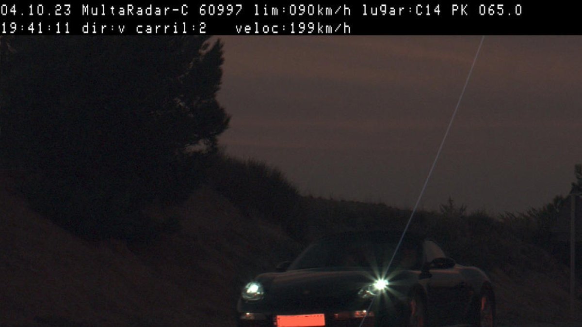 Captura del radar de trànsit que ha enxampat un cotxe circulant a 199 km/h a la C-14 a Verdú.
