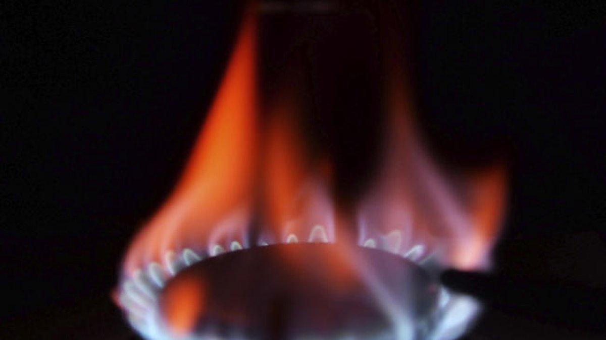 Una llama de un fogón en una foto de archivo.