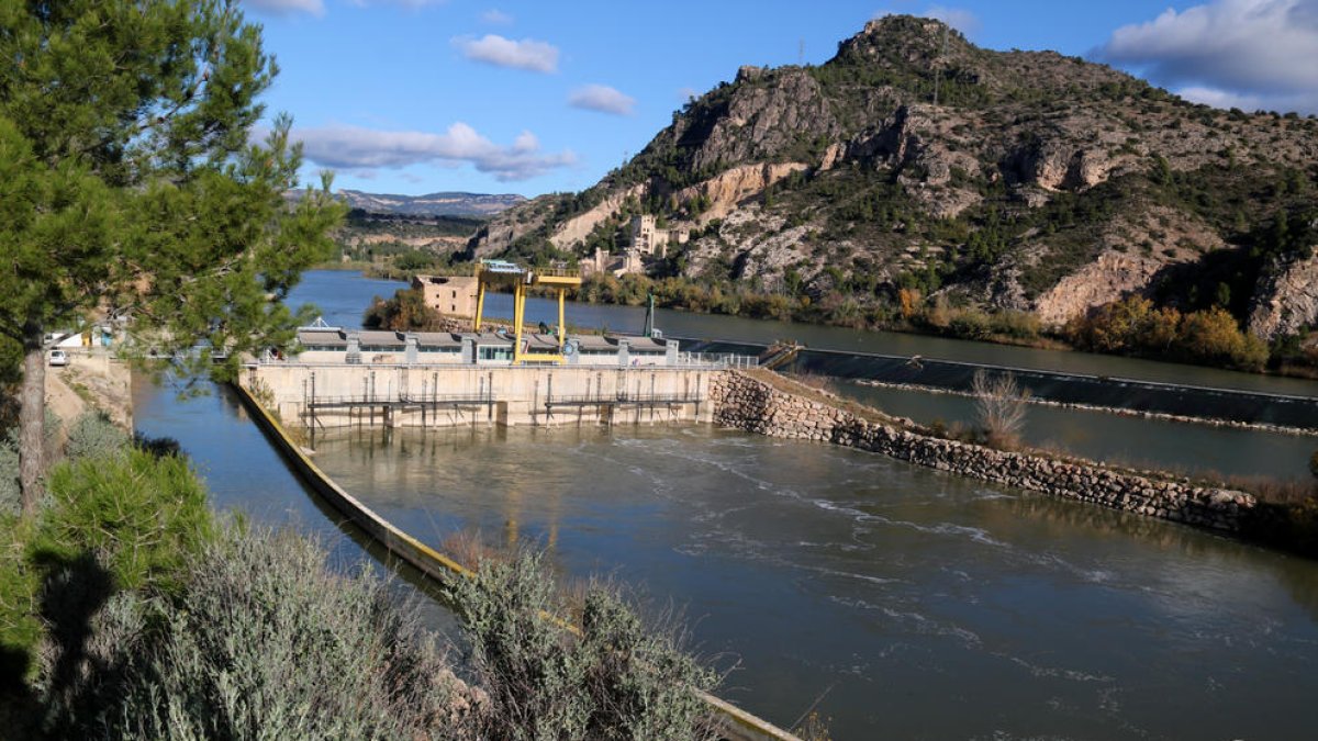 Pla general de la central hidroelèctrica de l'empresa Sercosa, a l'assut de Xerta.