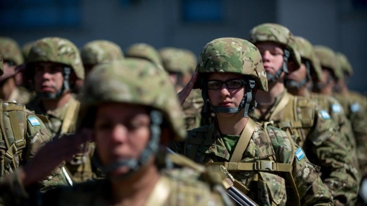 Soldats de l'Exèrcit Argentí en formació.