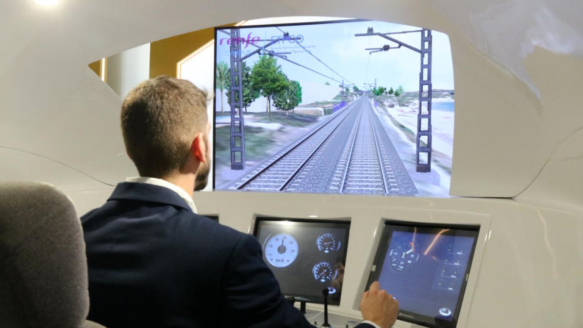 Simulador de conducció de trens incorporat al Museu del Ferrocarril de Catalunya.