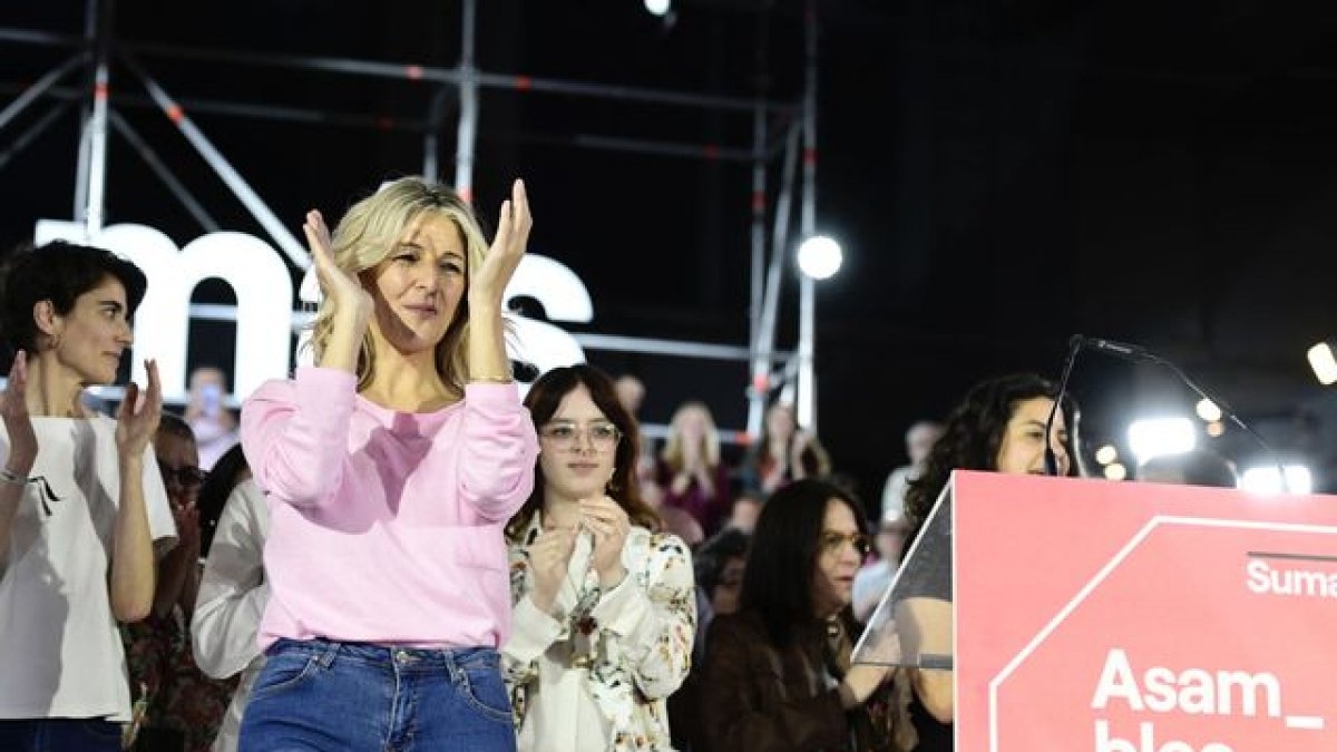 Yolanda Díaz a l'assamblea fundacional de Sumar, celebrada aquest dissabte a la nit.