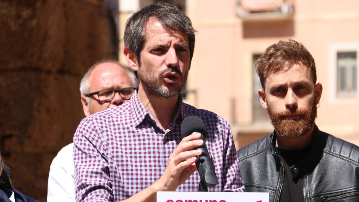 El ministre de Cultura, Ernest Urtasun, durant un acte de campanya de Comuns Sumar a Tarragona.