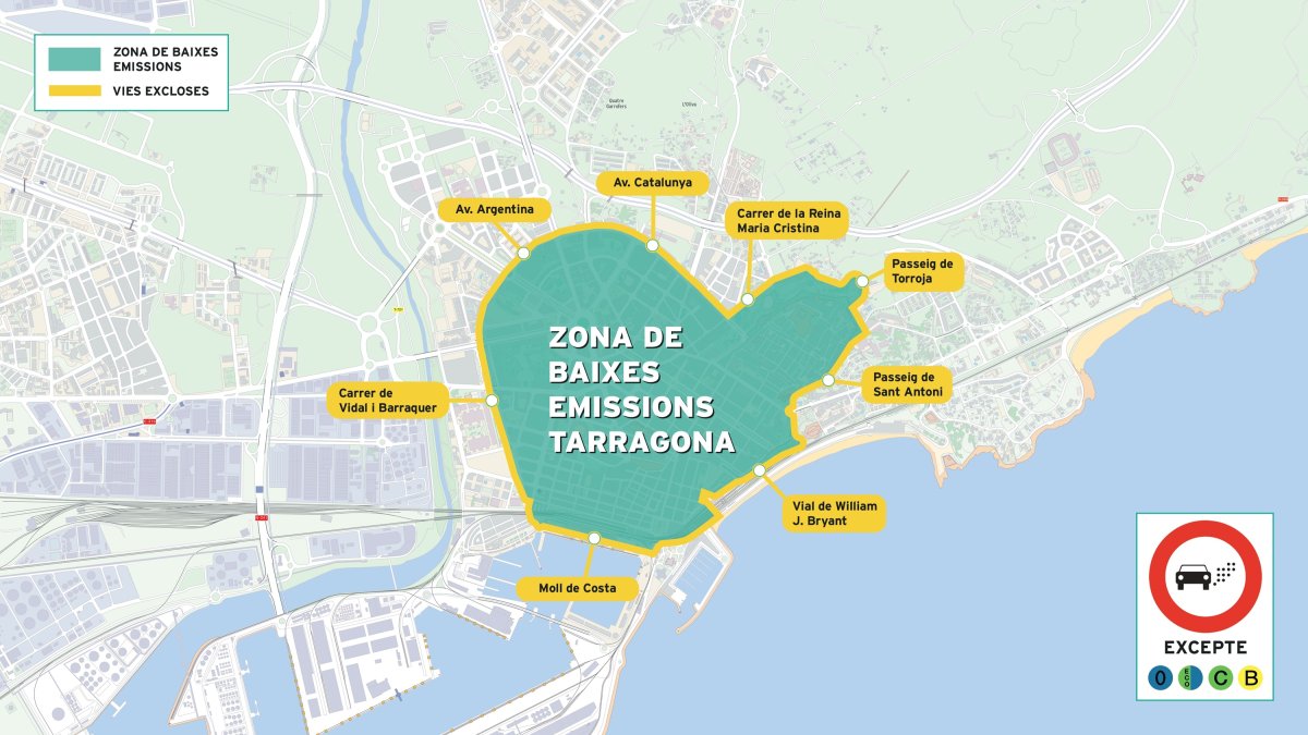 Plànol del projecte de les zones de baixes emissions de Tarragona