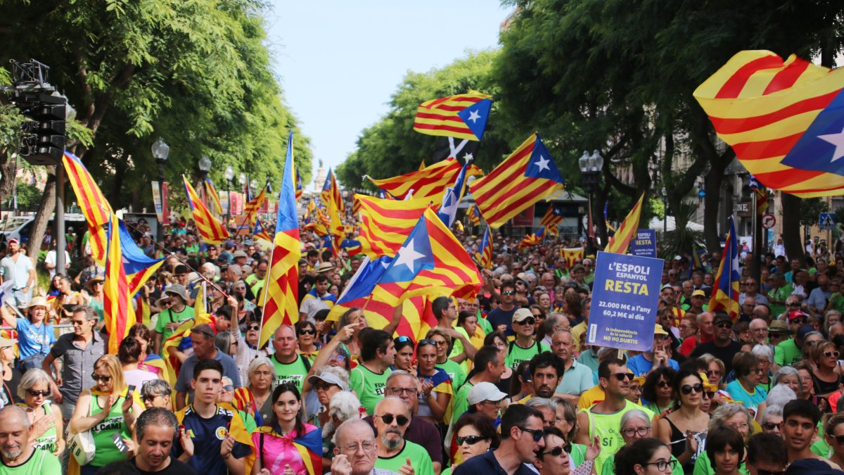 Imatge de la manifestació unitària de la Diada Nacional de l’Onze de Setembre a Tarragona.