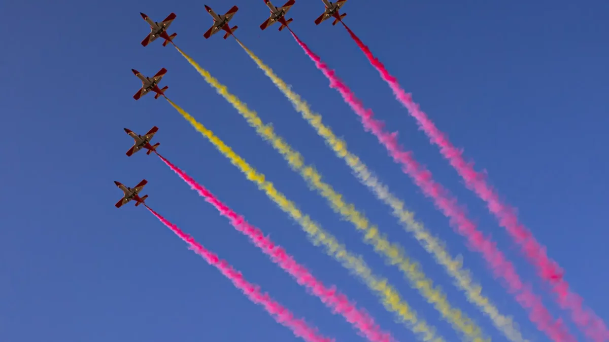 Imagen de archivo de la patrulla Águila en el desfile del Día de la Fiesta Nacional del año pasado