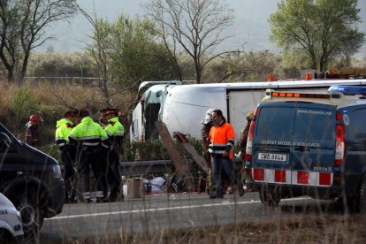 Imagen de un accidente mortal en la AP-7 en Freginals, donde murieron varias personas.