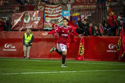 Mario Rodríguez celebrando el gol contra el Tarazona.