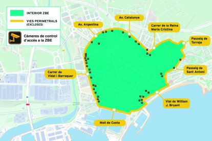Mapa de la ZBE i distribució de les càmeres de control d’accés.