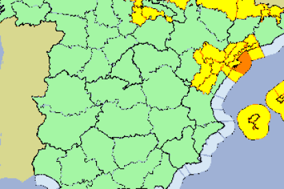 Mapa de l'AEMET amb els pronòstics de nivells d'onatge a Espanya.