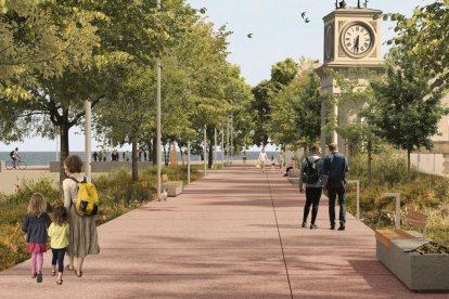 Render del Passeig del reloj después de la reforma que proyecta el Puerto de Tarragona.
