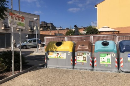 Diversos contenidors de brossa a la Canonja.