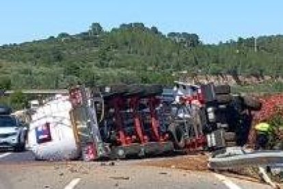 Imatge del camió accidentat