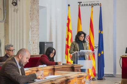 La consejera de Movilidad, Sonia Orts, durante el pleno.