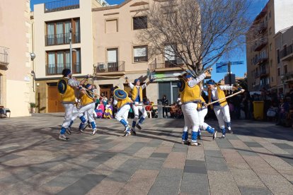 La primera actuación del Ball de Pastorets de Vilaseca, el pasado sábado en la plaza de Estudis