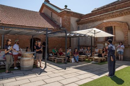 Visitantes durante una de las visitas guiadas a la Cooperativa Falset Marçà, una de las llamadas Catedrales del Vino, diseñada por Cèsar Martinell.
