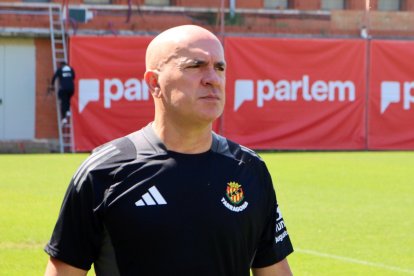 Luis César durante el primer entrenamiento de grana.