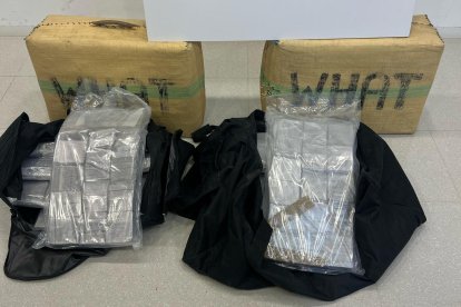 El hachís decomisado por los Mossos en el conductor detenido al AP-7 a la altura de la Ametlla de Mar.