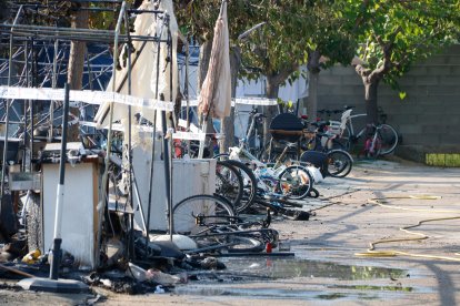 Estat en que va quedar el càmping Vendrell Platja després dels dos incendis.