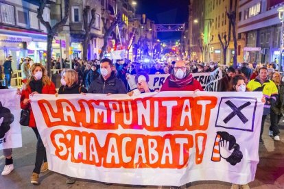 La manifestació a la plaça de la Font del mes de gener