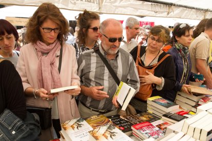 Imatges de la Diada de Sant Jordi a Reus.