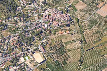 Muntatge del traçat de la carretera actual de la circumval·lació d'Almoster.