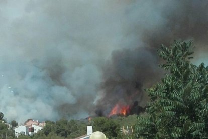 Evaquen veïns de la urbanització El Castell per l'incendi de la Pobla de Montornès