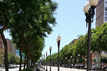 Imagen de la rambla con los bancos.