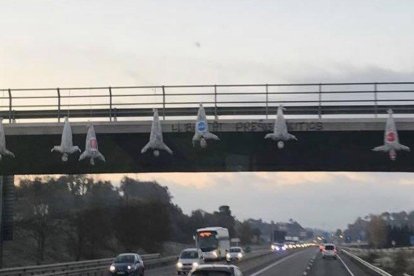 Imatge dels ninots penjats de cap per avall des d'un pont de la C-17.