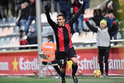 David Haro celebra el seu gol davant el Barça B.