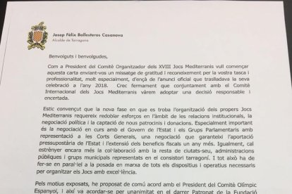 La carta que Ballesteros envió a los trabajadores.