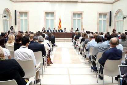 Acte de presentació de la llei del referèndum a l'auditori del Parlament el 4 de juliol del 2017.